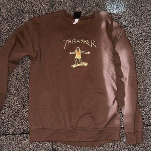 Mens Brown Thrasher skate crewneck sweatshirt (Medium)